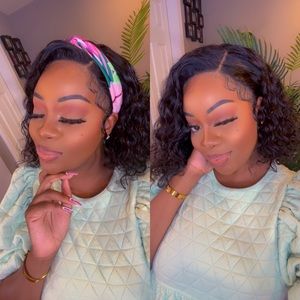 12" Water Wave Bob Wig 13x4 Lace Frontal - MsCoco Hair